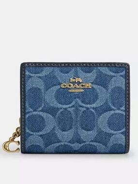 Coach Signature Denim Snap Wallet - Indigo Blue